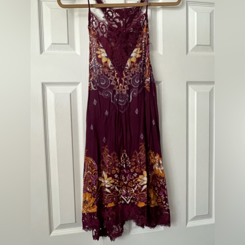 Free people sz small racerback tank dress with lace detail